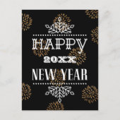 Carte Postale Gold Fireworks Entreprise Photo Fun Script Nouvel (Devant)