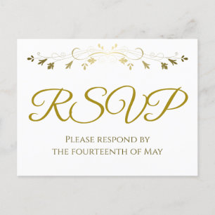 Carte Postale Gold Floral Filigree Bordure élégant mariage RSVP