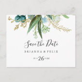 Carte Postale Gold Floral Tropical Horizontal Enregistrer la dat (Devant)