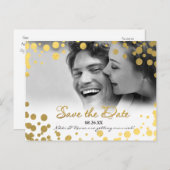 Carte postale Gold Foil Confetti Dots Photo Save D (Devant / Derrière)