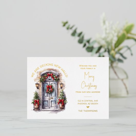 Carte postale Gold Foil de Noël Moving Faire-part (Debout devant)