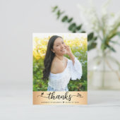 Carte Postale Gold Foil Graduation Script photo Coeurs Merci (Debout devant)