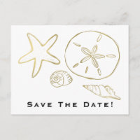 Gold Foil Look Sea Shells Chic Beach Enregistrer l