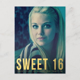 Carte postale Gold Foil Sweet 16 Party Photo