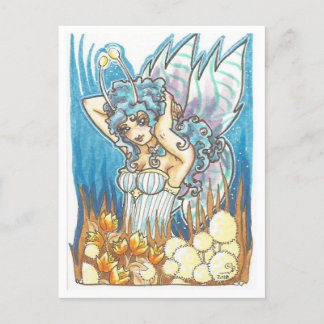 Carte Postale Gold Garden bleu Fairy imaginaire Art
