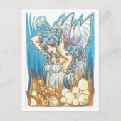 Carte Postale Gold Garden bleu Fairy imaginaire Art (Devant)