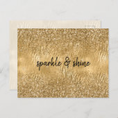 Carte Postale Gold Glam Glitz Zebra Print Faux Parties scintilla (Devant / Derrière)