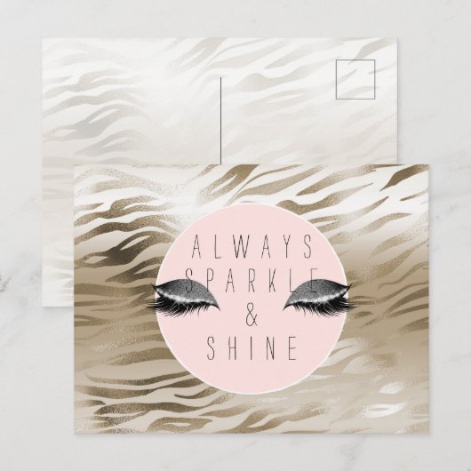 Carte Postale Gold Glam Glitzy Silver Sparkle Eyes Stripes   (Devant / Derrière)