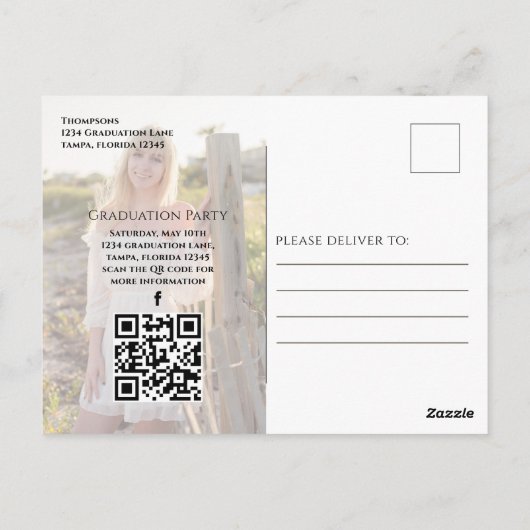 Carte Postale Gold Graduate Script Black Photo QR Code Site Web (Dos)
