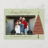Carte Postale Gold Green Christmas Tree photo Holiday (Devant)