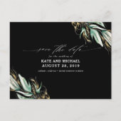 Carte Postale Gold Greenery Black Fall Enregistrer la date (Devant)