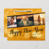 Carte Postale Gold Happy New Year Photo Collage (Devant / Derrière)