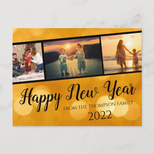 Carte Postale Gold Happy New Year Photo Collage (Devant)
