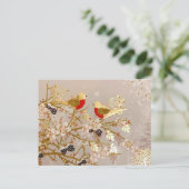 Carte Postale Gold hiver Oiseaux de neige Pays Noël (Debout devant)