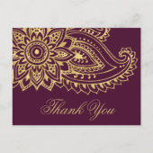 Carte Postale Gold Indian Paisley Merci Mariage (Devant)
