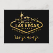 Carte postale Gold Las Vegas Sign Wedding RSVP Res (Devant)