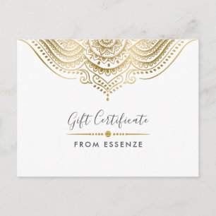 Carte Postale Gold Mandala Conception de certificat cadeau