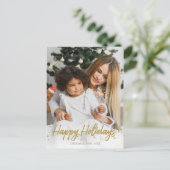 Carte Postale Gold manuscrit photo unique Happy Holidays (Debout devant)