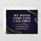 Carte Postale Gold Midnight Blue Nouvelle adresse Moving Faire-p (Devant / Derrière)