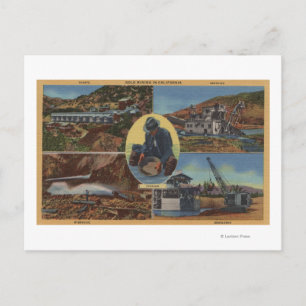 Carte Postale Gold Mining en Californie - Quarz, Dredge