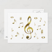 Carte postale Gold Musical Notes (Devant / Derrière)
