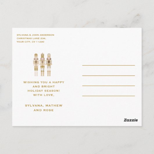 CARTE POSTALE GOLD NUTCRACKER AVEC PHOTO NOËL (Dos)