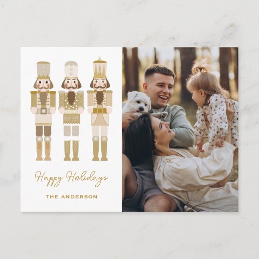 CARTE POSTALE GOLD NUTCRACKER AVEC PHOTO NOËL (Devant)