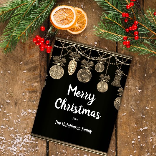 Carte Postale Gold on Black Elegance Christmas Postcard