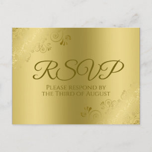 Carte Postale Gold on Gold Elegant Floral Filigree Wedding RSVP
