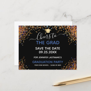 Carte Postale Gold Parties scintillant Graduation Party Enregist