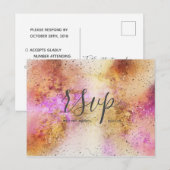 Carte Postale Gold Pink Sky Watercolor Wedding Rsv (Devant / Derrière)