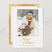 Carte Postale Gold Radiance Joyeux script de Noël Photo (Devant / Derrière)