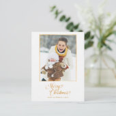 Carte Postale Gold Radiance Joyeux script de Noël Photo (Debout devant)