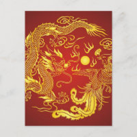 Gold Red Dragon Phoenix Chinese Wedding Favor