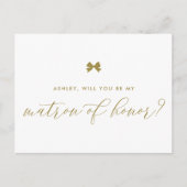 Carte Postale Gold Ribbon Bow vous serez mon maître d'honneur (Devant)