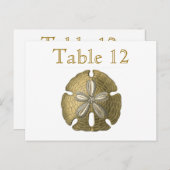 Carte Postale Gold Sand Dollar Reception Table Numbers (Devant / Derrière)