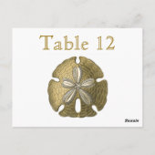 Carte Postale Gold Sand Dollar Reception Table Numbers (Dos)
