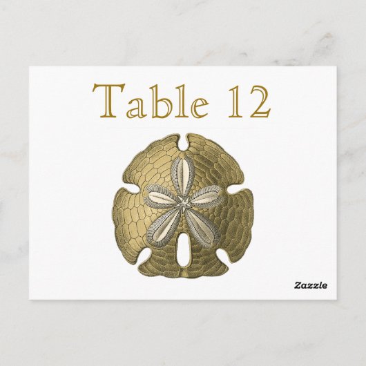 Carte Postale Gold Sand Dollar Reception Table Numbers (Dos)