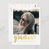 Carte Postale Gold Script Graduation Party | Enregistrer la phot (Devant / Derrière)