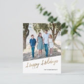 Carte Postale Gold Script Happy Holidays Photo de famille (Debout devant)
