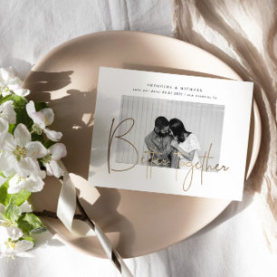 Carte Postale Gold Script One Photo Enregistrer Le Fiançailles D