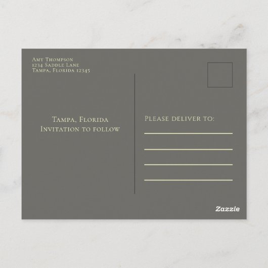 Carte Postale Gold Script Wedding Enregistrer la date Photo pers (Dos)