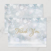 Carte Postale Gold Script Winter Snowflakes Business Thank You (Devant / Derrière)