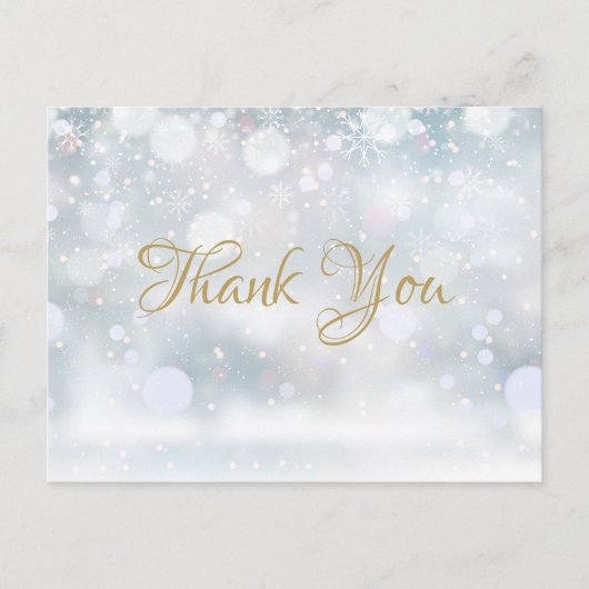 Carte Postale Gold Script Winter Snowflakes Business Thank You (Devant)