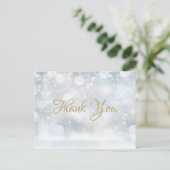 Carte Postale Gold Script Winter Snowflakes Business Thank You (Debout devant)