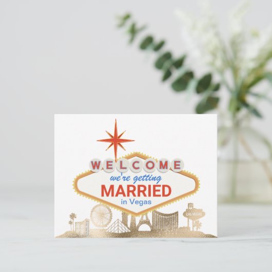 Carte Postale Gold Skyline Las Vegas Mariage Enregistrer la date (Debout devant)