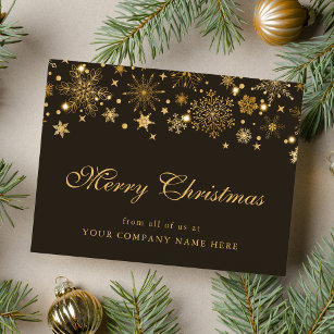 Carte Postale Gold Snowflakes Company voeux de Noël