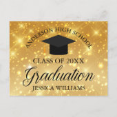 Carte Postale Gold Sparkle Graduation Chic Custom Faire-part (Devant)
