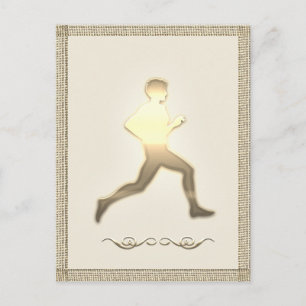 Carte Postale Gold Sport Athlétisme Marathon Jogger Hiker