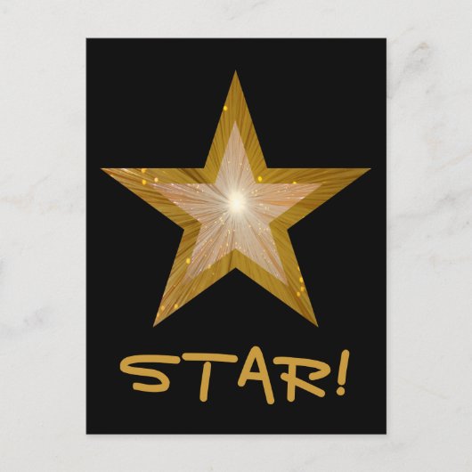 Carte postale Gold Star 'STAR' en noir (Devant)